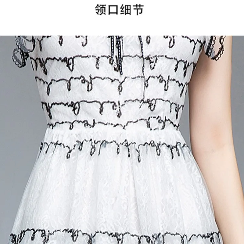 

New Arrival Runway Women's Bohemia See Through Lace High Quality Female Elegant Party Patchwork Sexy Cake Dress Vestido