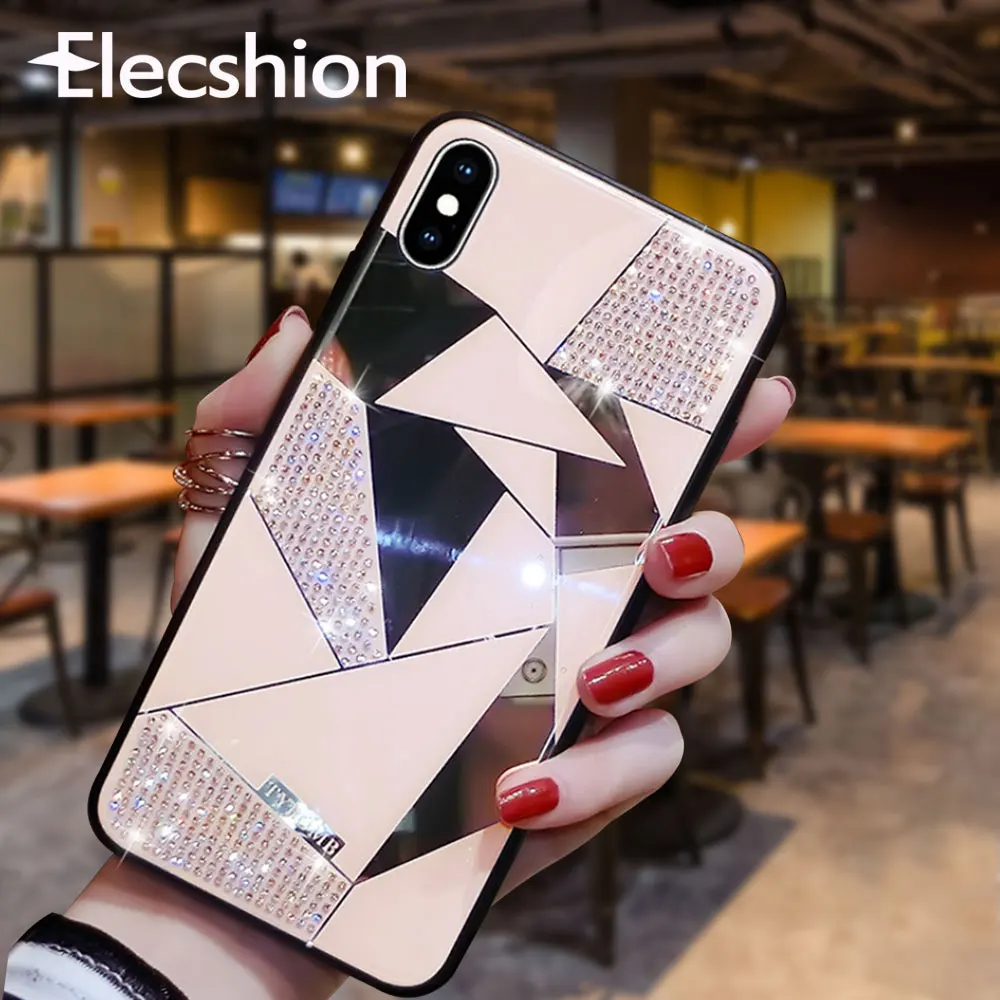 Роскошные Чехлы с кристаллами для iPhone 7 8 Plus XR XS X Max Модный глянцевый чехол Apple Cell Xs