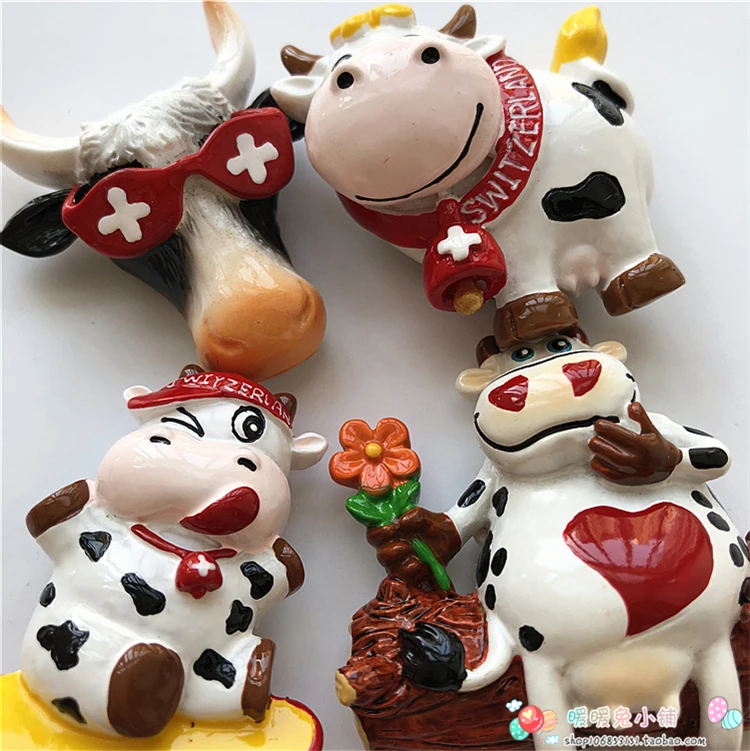 Путешествия Швейцария молочная корова мультфильм Животные Смола магнит на