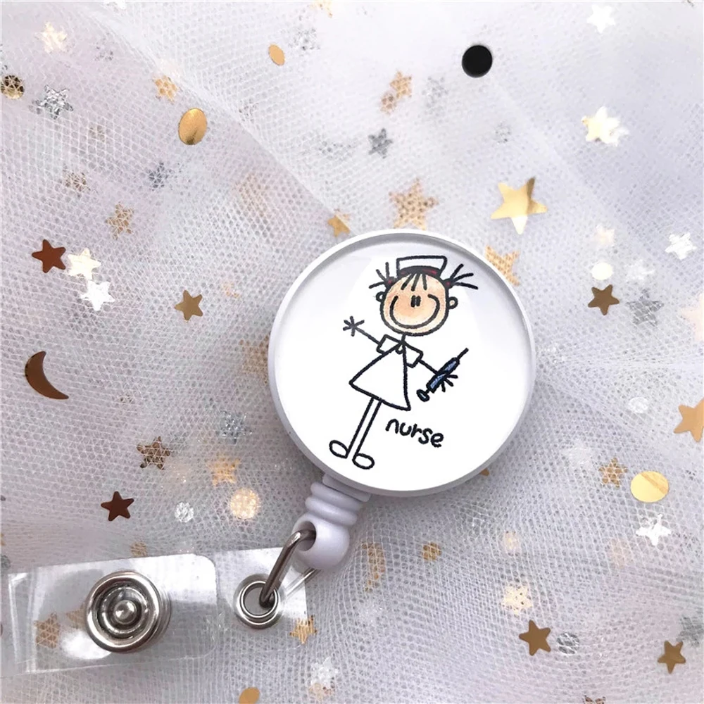 

1PC Retractable Nurse Badge Reel Clip Cartoon Medicine Doctor Students IC ID Card Badge Holder Top Quality