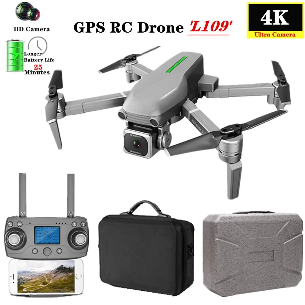 Радиоуправляемый Дрон L109 gps Pro Квадрокоптер с 5G ESC Wi Fi FPV 4K HD камерой 1 км Контроль