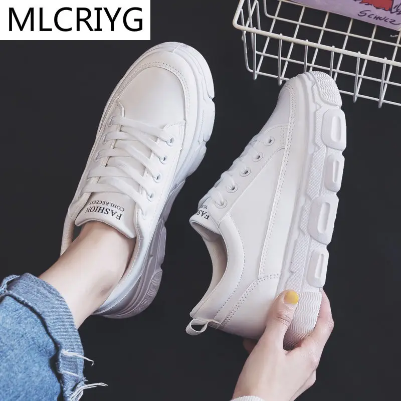 

2021 Fashion Women's Shoes Lace-up Non-slip Sneakers Women's Comfortable Breathable Casual Shoes Autumn Solid Color Flat Shoes