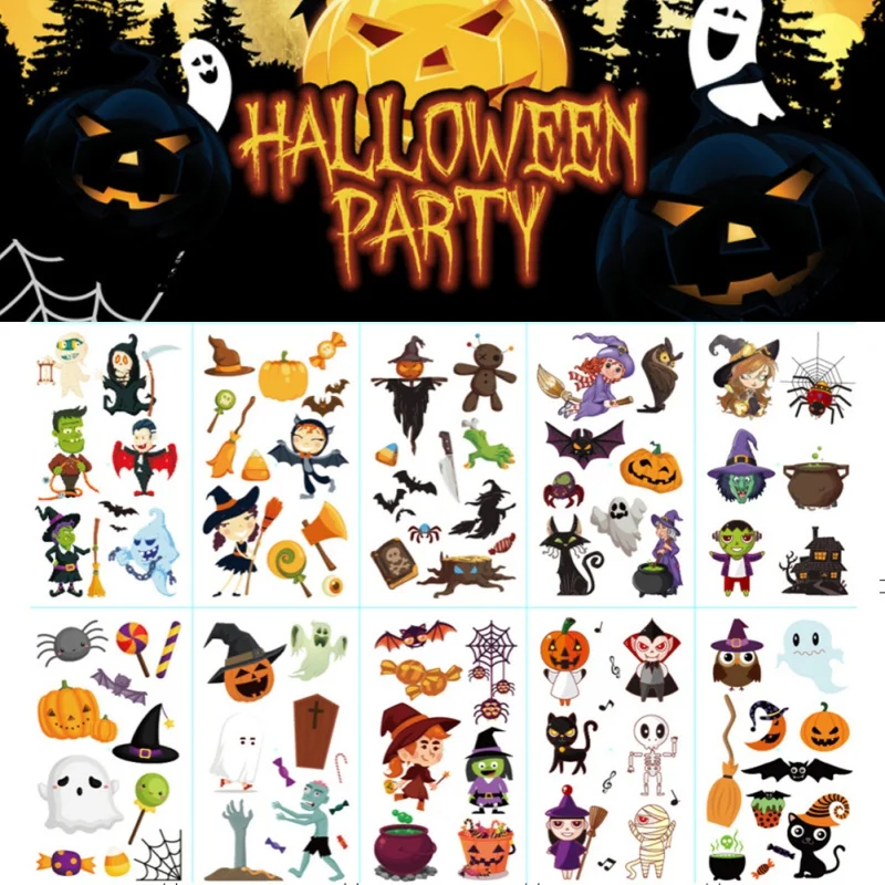 

10 Pcs Halloween Temporary Tattoos Stickers Horror Scars Makeup Tattoos Props Art Stickers Tattoo Stickers Festival