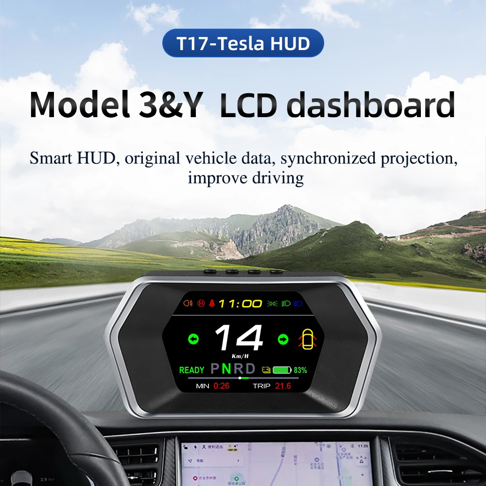 Для Tesla модель 3 &amp Y T17 HUD Дисплей &quotАвто салона автомобиля Скорость индикатор