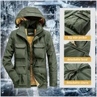 Куртка мужская водонепроницаемая, флисовая ветровка с капюшоном и несколькими карманами, парка в стиле милитари, на зимуосень