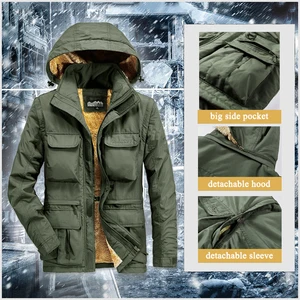 Куртка мужская водонепроницаемая, флисовая ветровка с капюшоном и несколькими карманами, парка в стиле милитари, на зимуосень