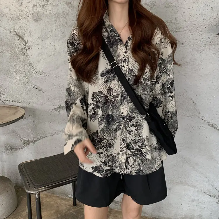 

Женская блузка с отложным воротником, повседневная, осенняя, приталенная, винтажная, для офиса