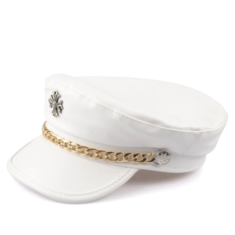 DYLAOPAN New Fashion Military Hat Autumn Sailor Caps For Women Men Belt Berets flat top Female travel cadet hats Captain Cap | Аксессуары