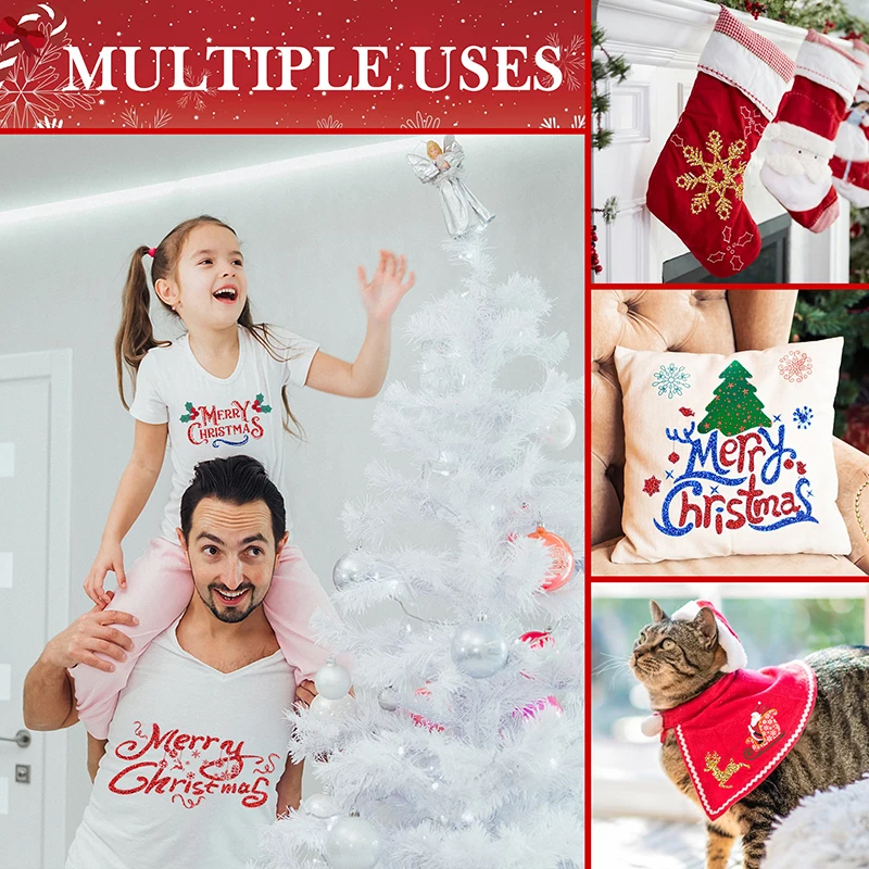 

10Pcs Printing Engraving Film Christmas Style Heat Transfer Film Glitter Powder Customized Pu Pattern Dot Matrix Engraving Film