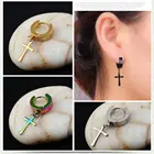 Серьги-гвоздики из нержавеющей стали с крестом для мужчин и женщин, элегантные висячие украшения для ушей, 1 шт.