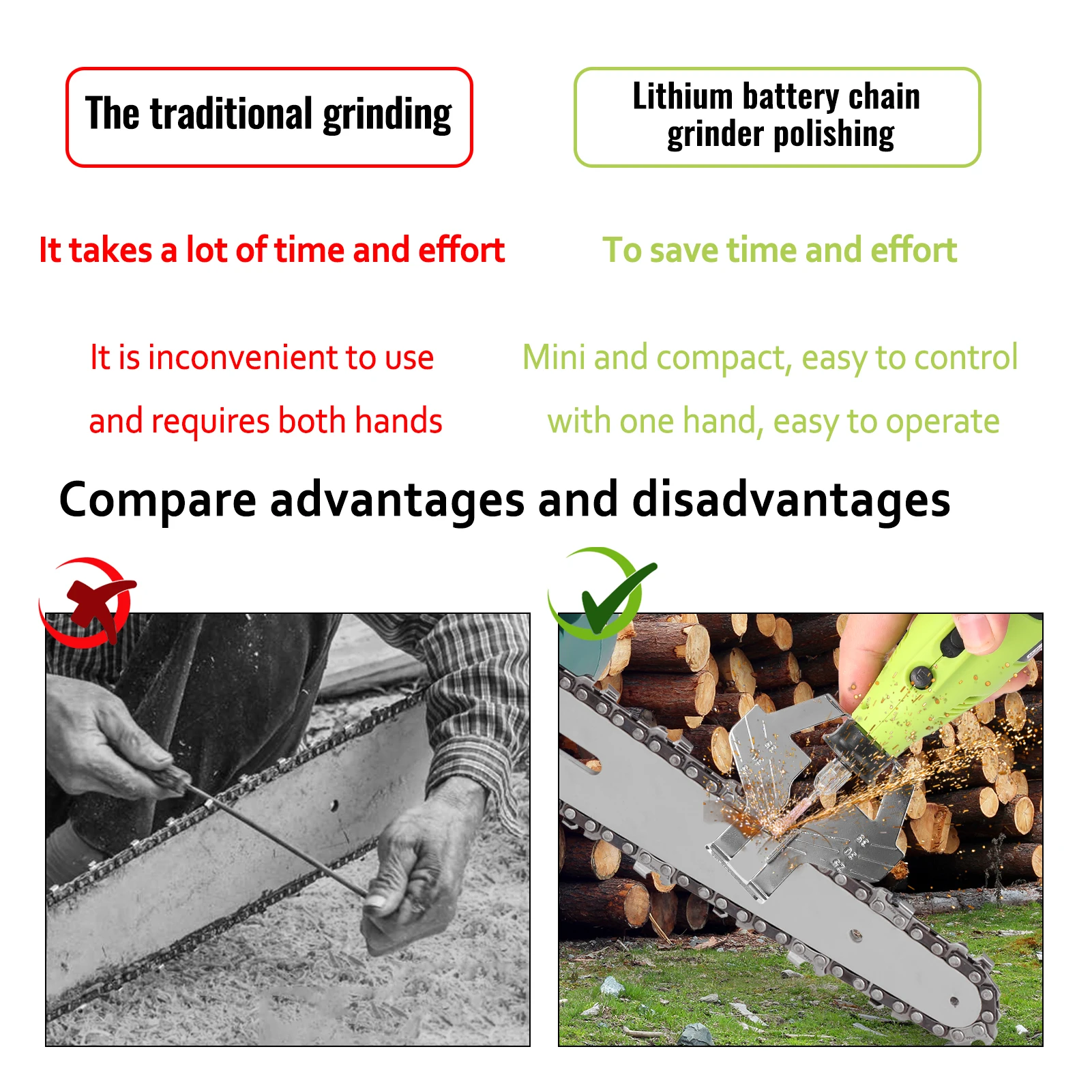 

Mini Grinder Handheld Chains Grinding Machine Grinder ChainSaw Grinding Tool Electric Grinding Tools with Lithium Battery