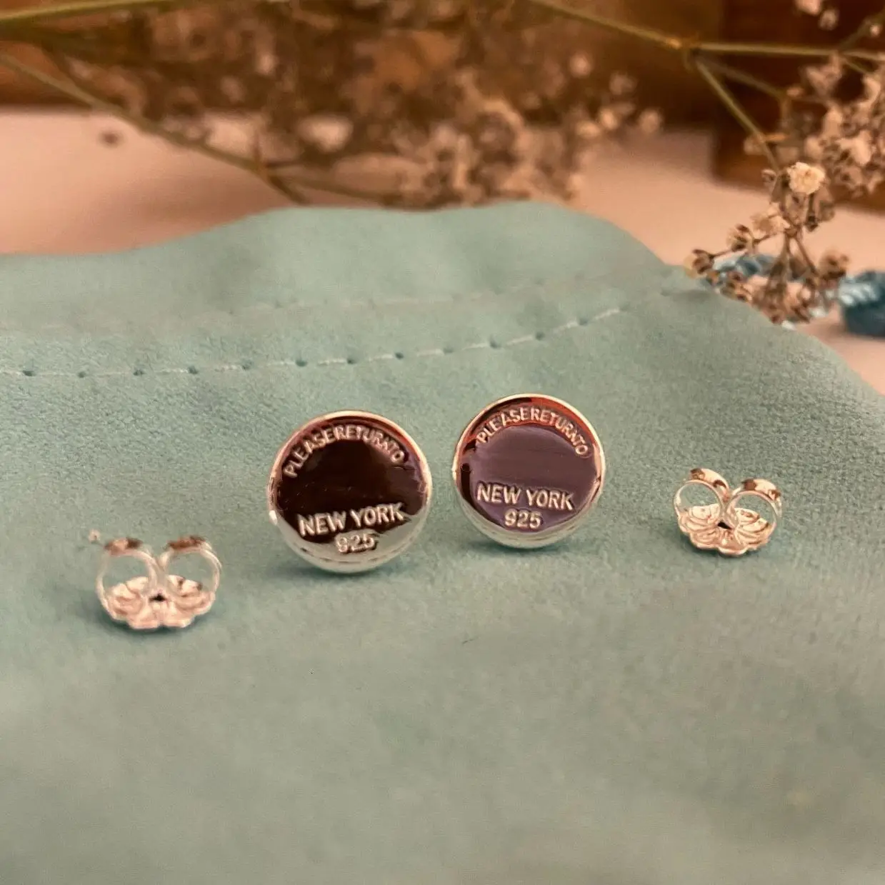 

925 sterling silver letter hand-cut classic round earrings female fashion brand