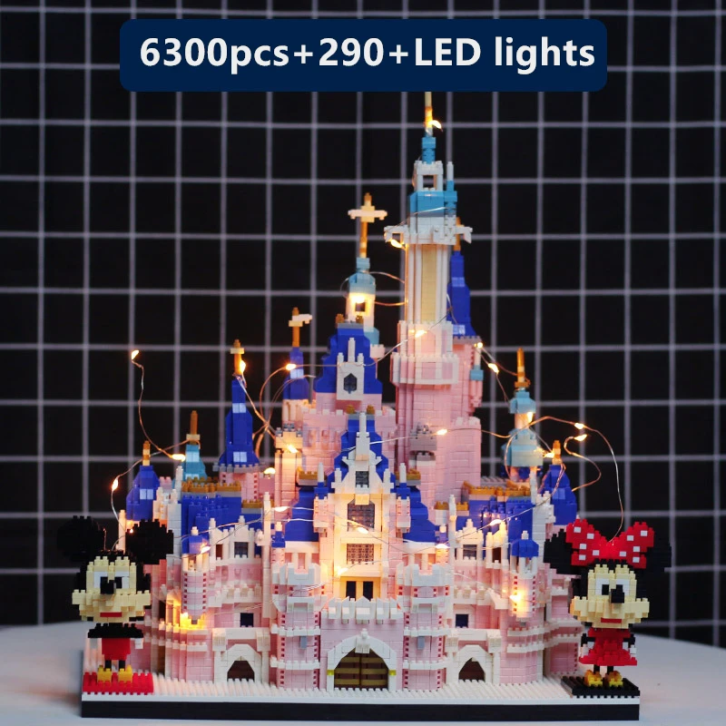 Конструктор Парк развлечений Disney архитектура розовый замок 3d модель сделай сам