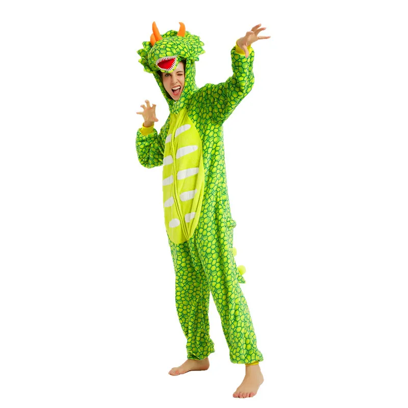 Взрослые кигуруми светло зеленый Трицератопс костюм динозавра Женская Мужская