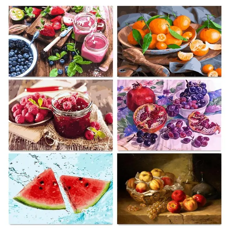 

Gatyztory Painting By Numbers 40x50cm Frame Fruit Oil Paint HanPainted Drawing On Canvas For Modern Home Decor Diy Gift