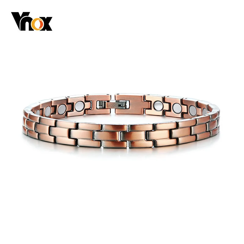 Браслеты Vnox 7 мм для женщин и мужчин медный энергетический лечебный браслет
