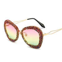 fashion vintage gradient sunglasse luxury design bling rhinestone sun glasses for women vintage shades eyeglasses gafas de sol