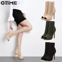 beige green ladies open toe short boots elastic boots small hole hollow out breathable dress women boots pumps lahxz 10