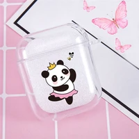 creative panda animal earphone case for airpods 1 2 soft clear capa wireless bluetooth earphone charging box cover