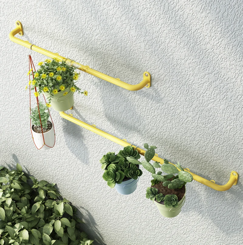 

Nordic fashion metal kitchen shelf one font wall hanging balcony plant stand waterproof anti-rust durable flowerpot rack
