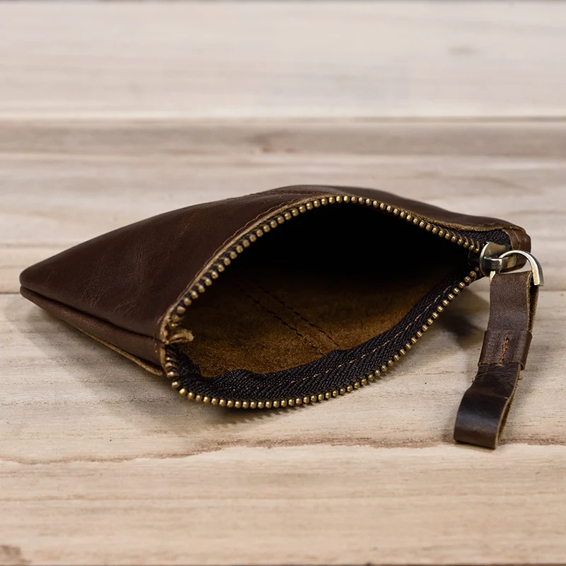 Men's Genuine Leather Zipper Coin Wallet Wowen natural Mini Short Purse Card Holder Change For Man Clutch Wallets | Багаж и сумки