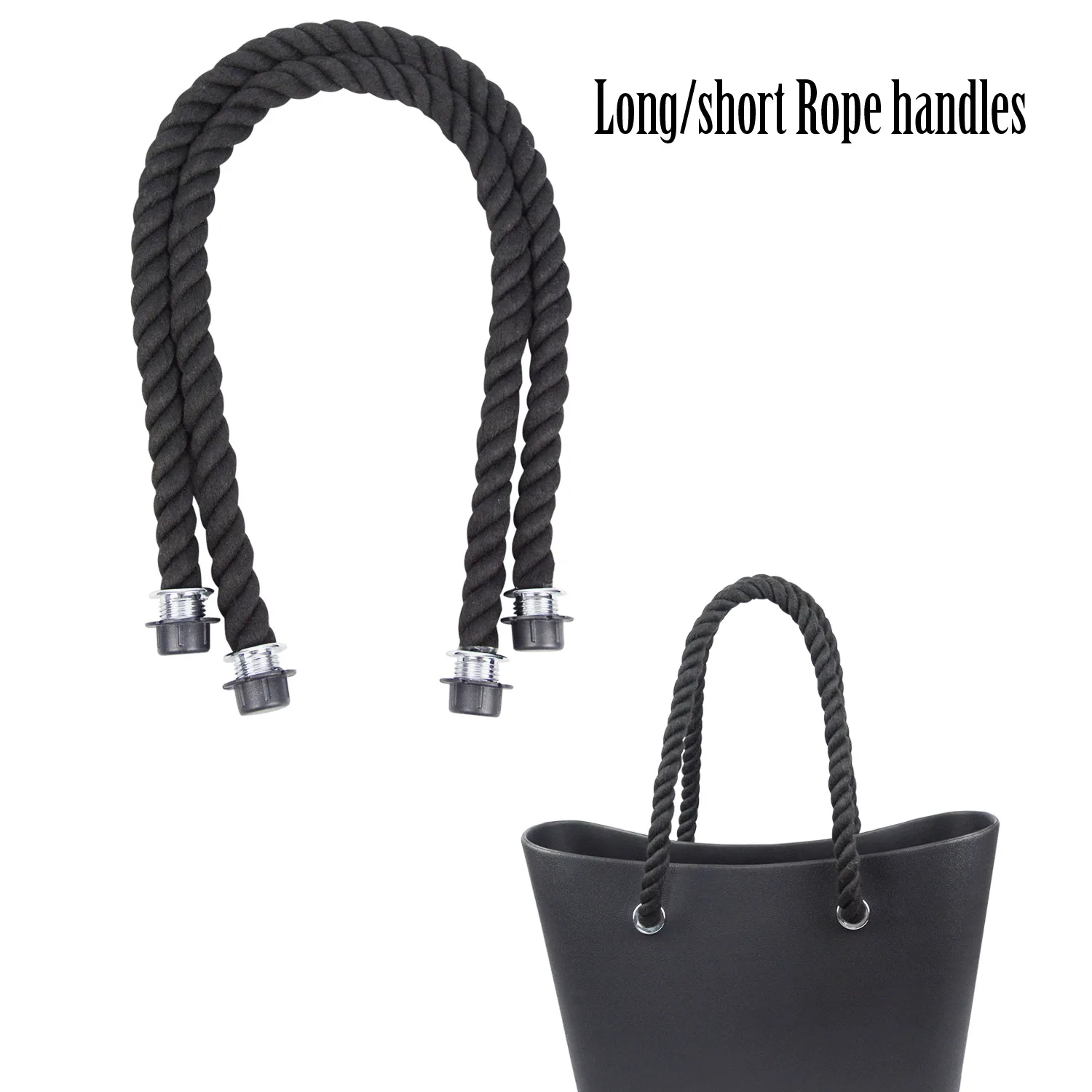 

New 1 Pair Long Short Black Natural Hemp Rope Handle for O bag Obag Women Handbag Classic Mini EVA Bag