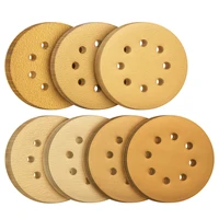 105pcs 5 inch gold sanding discs hook and loop 8 holes assorted grits sandpaper
