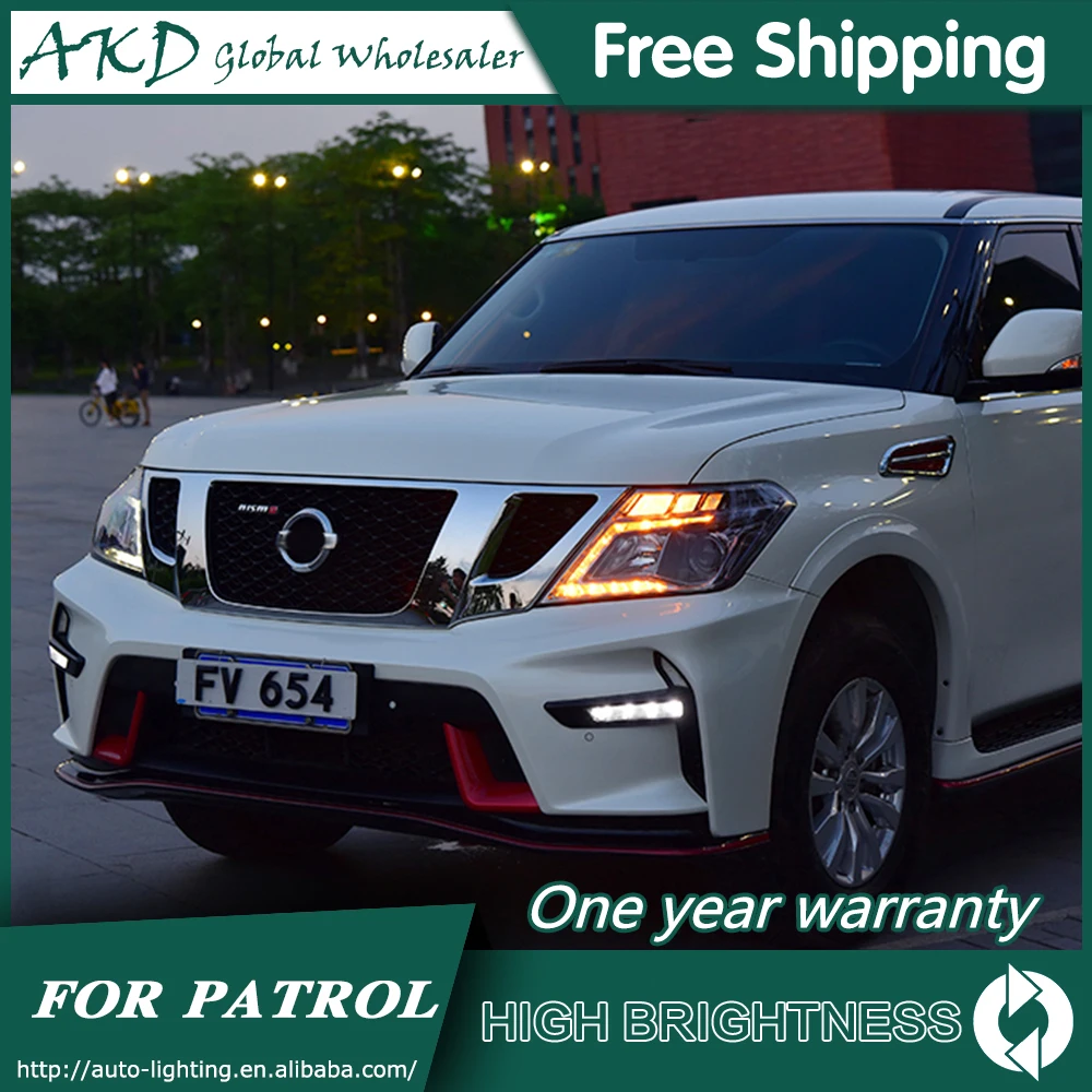 Фары для автомобиля Nissan Patrol Y62 2010- DRL дневные ходовые огни головная лампа светодиодный би ксеноновая лампа Противотуманные фары, аксессуары для автомобиля