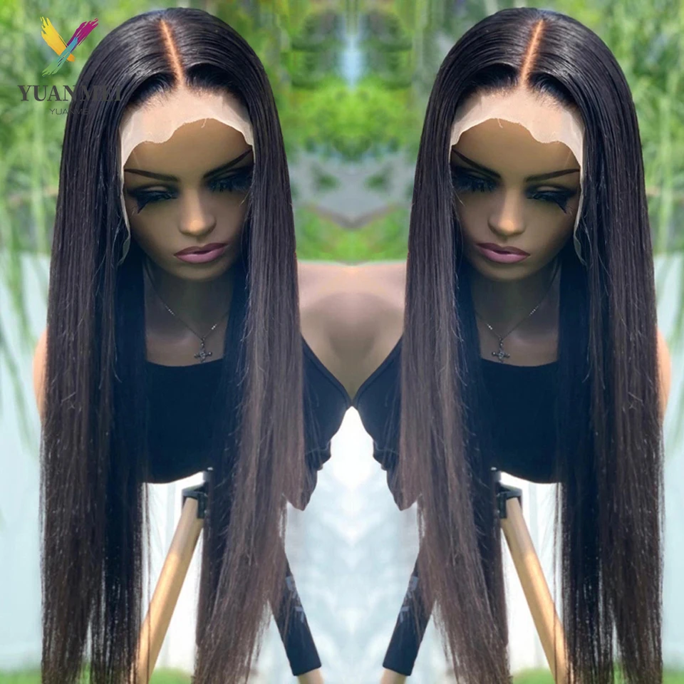 Long 30 Inch Lace Front Wig Bone Straight Human Hair Wigs For Women Pre Plucked Brazilian Lace Frontal Wig 4x4 Lace Closure Wig