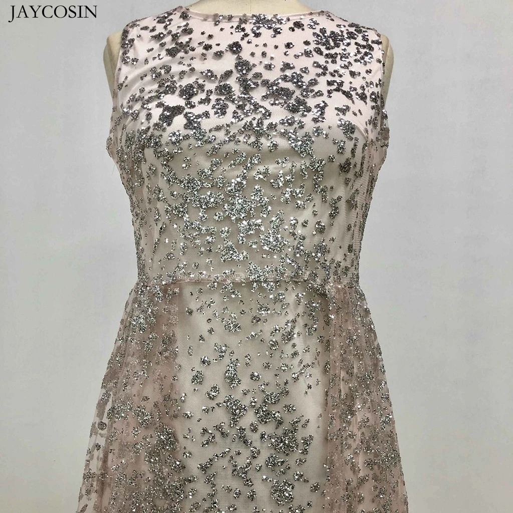 JAYCOSIN платье с высокой талией женские вечерние сексуальные однотонные без рукавов с блестками Длинные женские модные вечерние элегантные платья