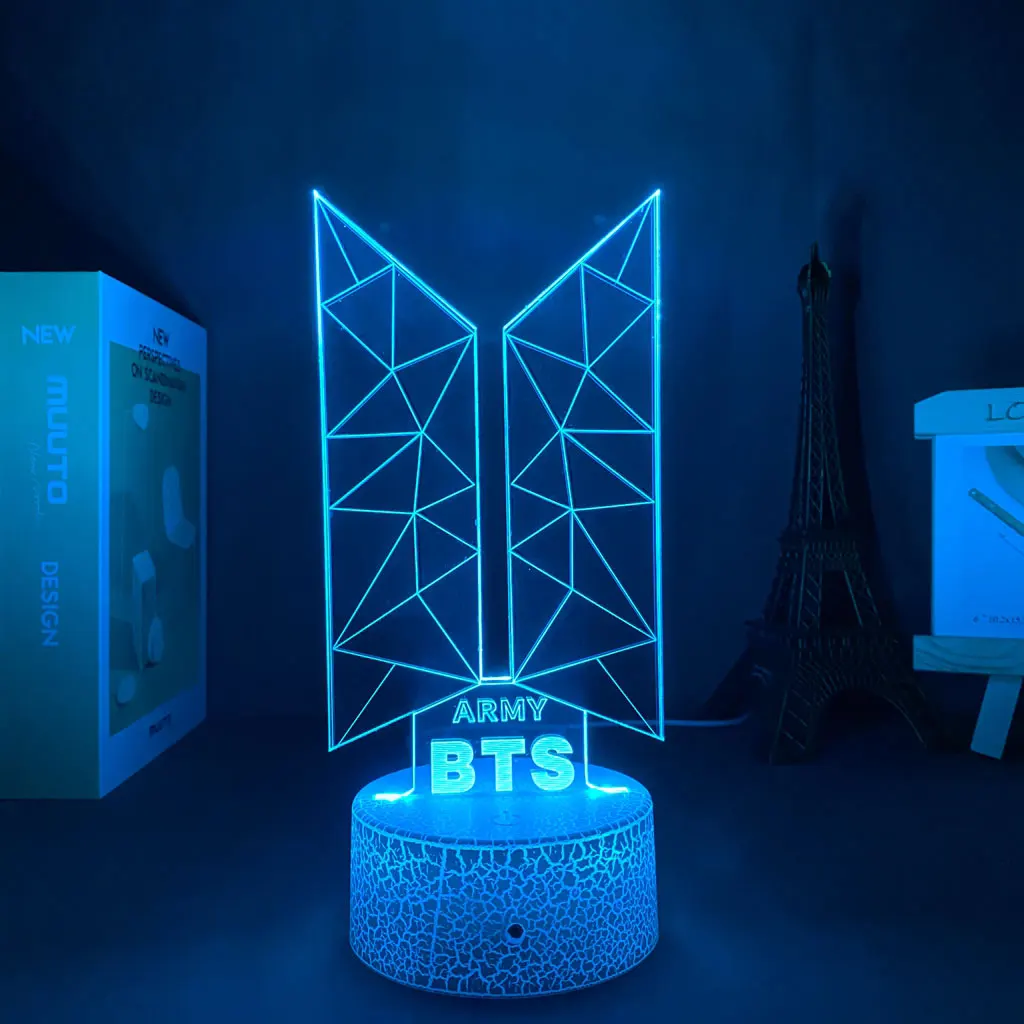 Bangtan Boys Group KPOP Star TOP A.R.M.Y логотип 3D лампа для фанатов подарки светодиодный