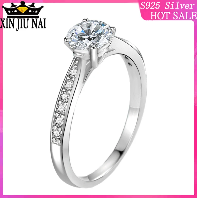 

925 sterling silver ring classic wedding ring jewelry womens bridesmaid gift 18K Platinum diamond rings for women band