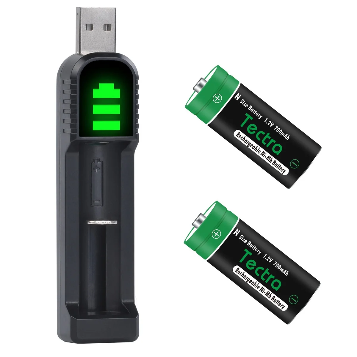 

Tectra 1,2 V 700mAh LR1 N размер Ni-MH перезаряжаемая батарея MN9100 с USB зарядным устройством, долговечная, универсальная батарея E90/ N