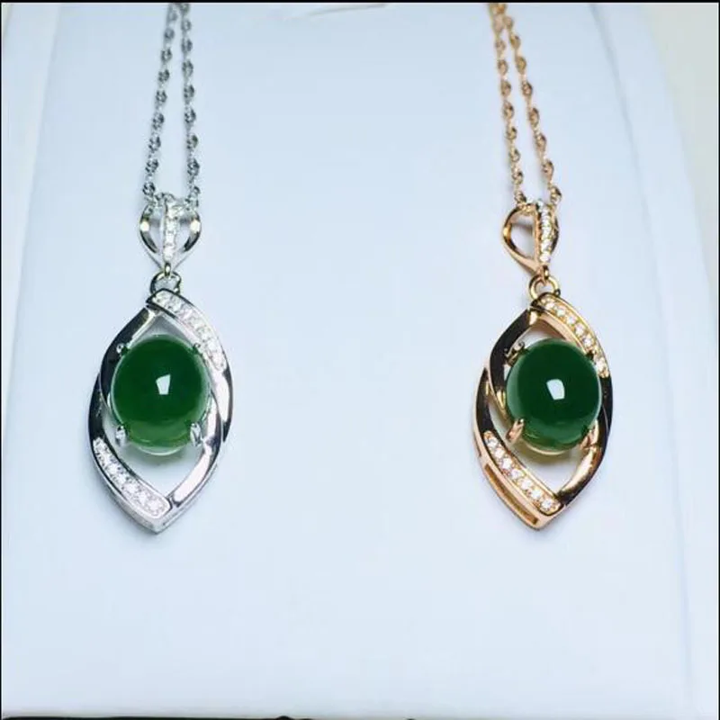 S925 Стерлинговое Серебро натуральные драгоценные камни Hetian Jasper 8*10 мм капля воды