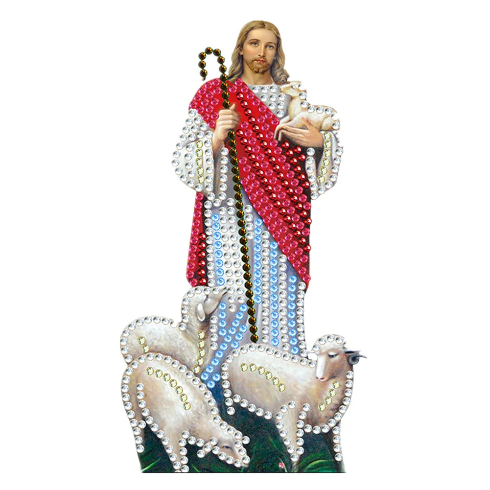 DIY LED Diamond Painting Light Jesus And Sheep Cross Stitch Embroidery Lamp Special Shaped Drill Lights Home Decoration | Дом и сад