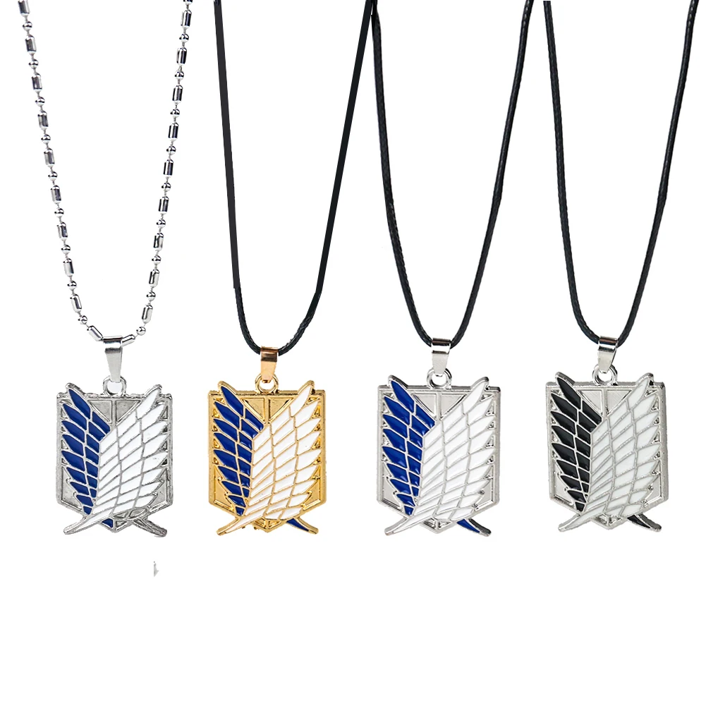 

Animation Attack on Titan Necklace Pendants Freedom Wings Of Liberty Metal Unisex Chain Pendant Cosplay Survey Corps Erwin Eren