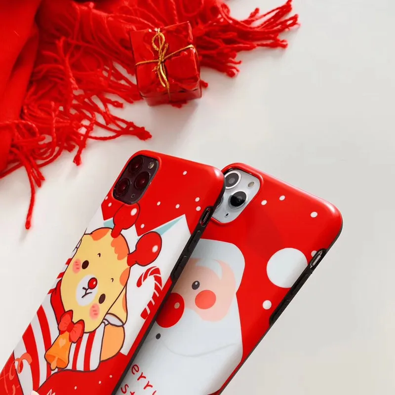 Рождественский чехол для телефона iPhone 11 Pro XR XS Max 6 6s 7 8 Plus X милый мультяшный мягкий