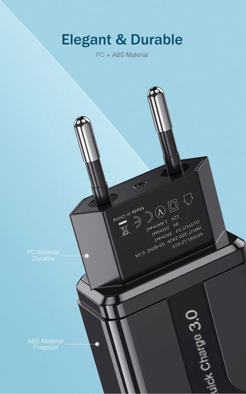 YKZ USB зарядное устройство, зарядное устройство для мобильного телефона 18 Вт QC3.0 Быстрая зарядка EU US настенное зарядное устройство для iPhone samsung Xiaomi huawei телефонный адаптер