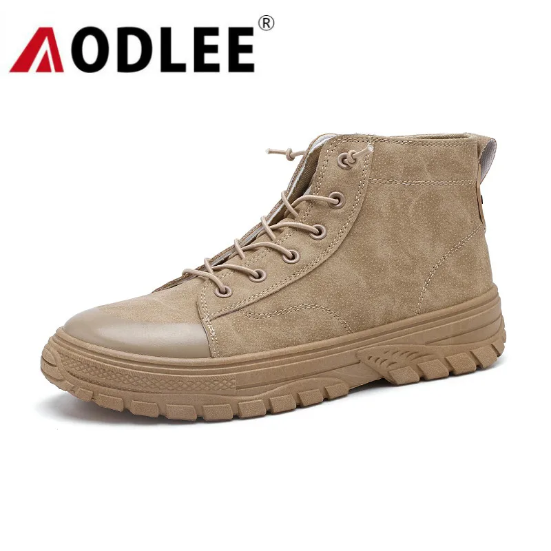 AODLEE/зимние ботинки мужская обувь модные мужские теплые ботильоны на шнуровке