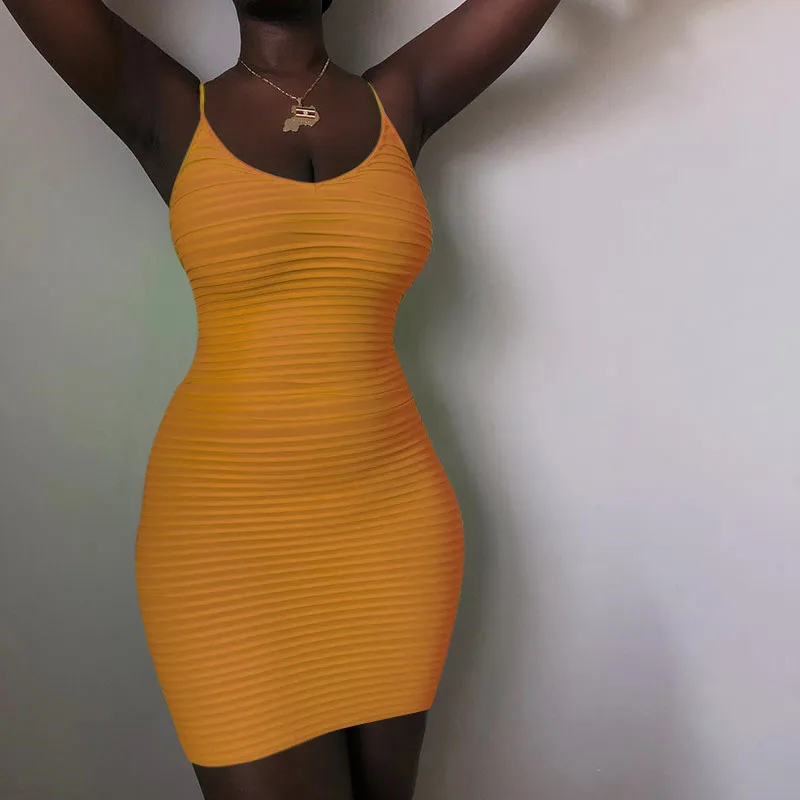 Платье женское сексуальное с o образным вырезом на бретельках Клубное бодикон