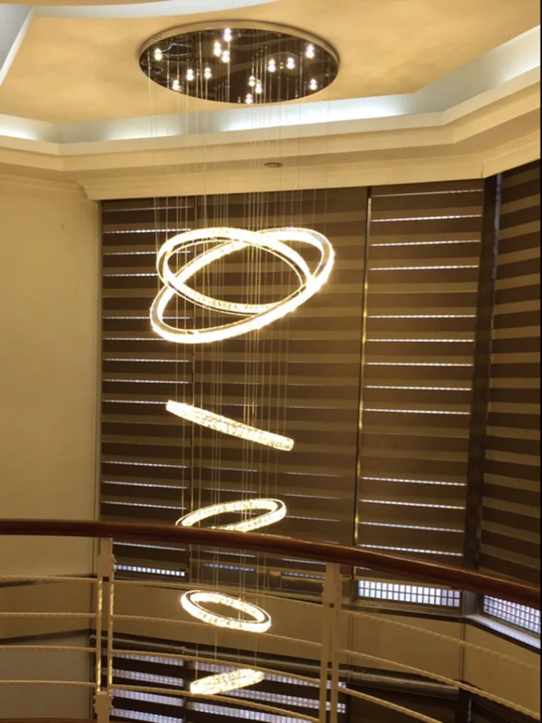 

Duplex building large chandelier modern minimalist building hollow living room creative Nordic villa stairwell led chandelier