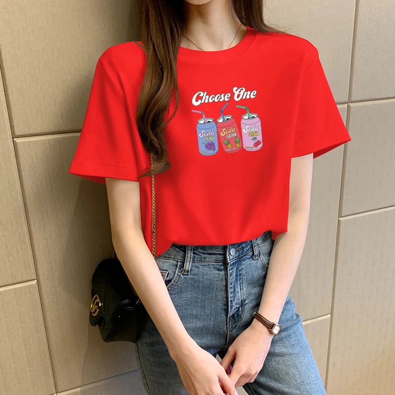 

Summer Fashion New Cotton Ladies Short-Sleeved T-Shirt 2021 Loose And Comfortable Half-Sleeved Trendy Round Neck T-Shirt