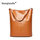 Сумка-мешок женская из натуральной кожи, саквояж на плечо, кожаный мешок, Винтажная сумочка-тоут в ретро стиле