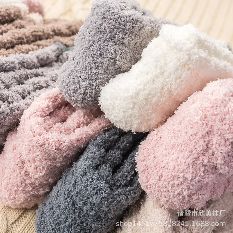 Новые стильные зимние кашемировые женские носки из кораллового флиса ma hua wa для