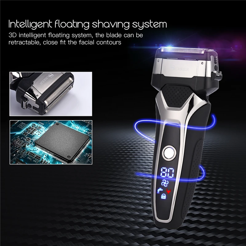 

Professional Shaver Rechargeable Powerful Shaver for Men 3D Washable Electric Razor Wet Dry Face Beard Shaving Machine