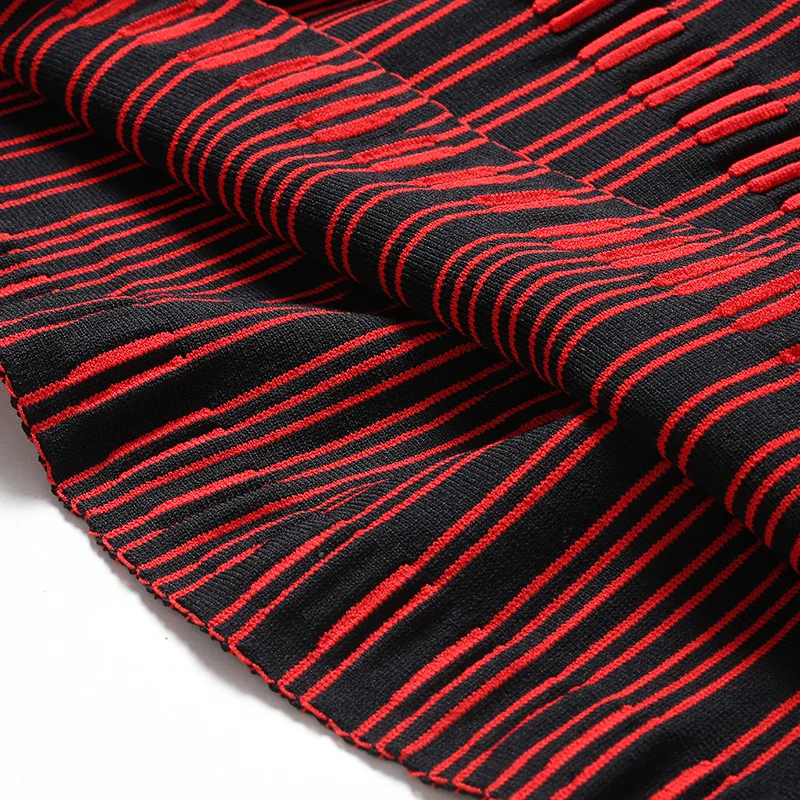 

Dresses High Quality Women O-Neck Color Block Knitted Wrist Sleeve A-Line Casual Sweater Dress Pullovers Spring Slim Knit Dress