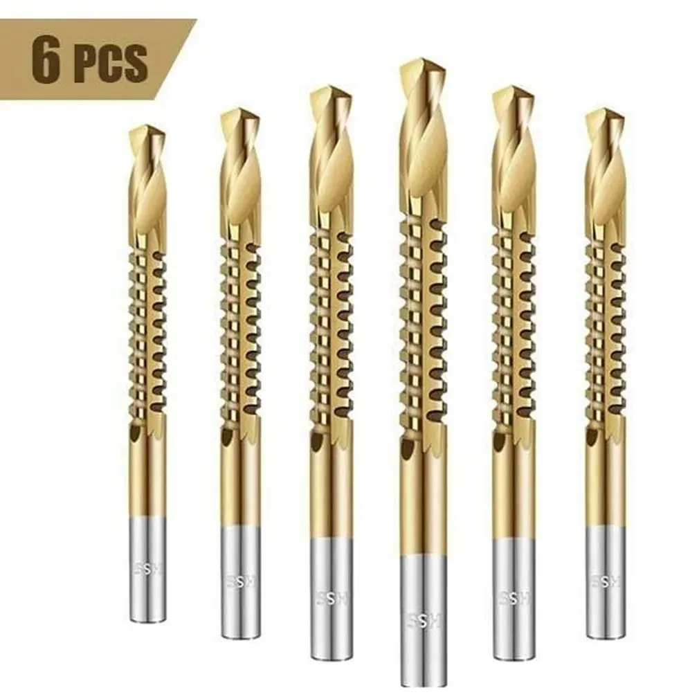 

6pcs/set Cobalt Drill Bit Set Spiral Screw Metric Composite Tap Drill Bit Tap Twist Drill Bit Set Multi-function Metal Specia