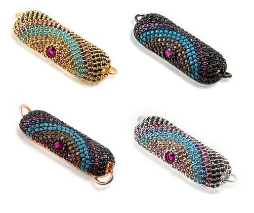 

35*11 мм Разноцветные Кристальные микрозакрепки из фианита, циркониевые бусины, сделай сам, медное ожерелье, Шарм-браслет, соединители ufgh4