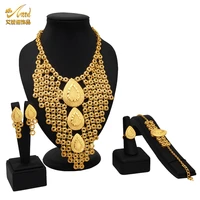 indian wedding filled big bridal jewelry sets for women dubai necklace earrings bracelet rings set african gold color jewellery