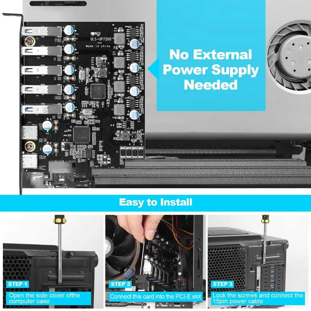 uls pci e usb3 0 карта 7 порты и разъёмы тип